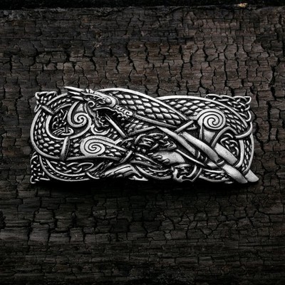 Norse Celtic Dragon Knot Hair Barrette Viking