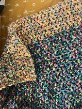 Multi-colored Chunky Hand Knit Throw Blanket 46 in x 30 in