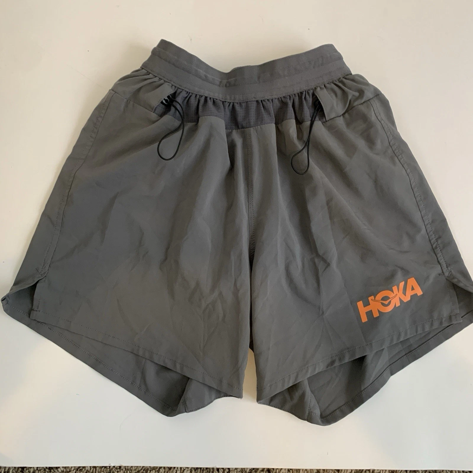 Hoka Mens XS Shorts Speedgoat Trail Grey Brief Lined Running Athletic Zip Pocket