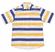 Vintage Paul Fredrick Shirt Mens M Made In USA Striped Short Sleeve Cotton 90s
