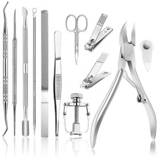 Toenail Clippers 12-Piece Nail Treatment Foot Tool, Ingrown Toenail Removal Corr