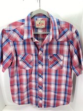 Wrangler Western Shirt Mens M Multicolor Plaid Snap Front Short Sleeve Cowboy
