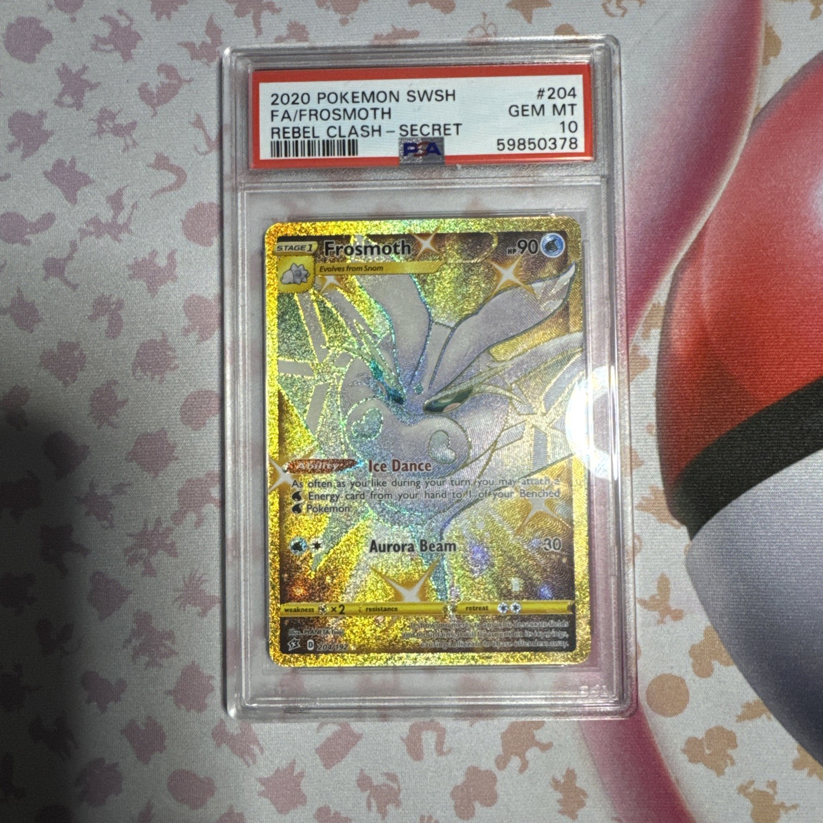 2020 Pokemon Full Art Frosmoth Rebel Clash Secret 204/192 PSA Gem Mint 10 ENG