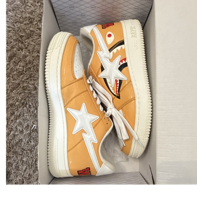 A Bathing Ape BAPE STA Orange/White Footsoldier Low Top Lace Up Men's Sneaker