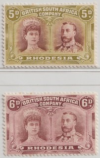 Rhodesia 5d Double Head Rich Colour Sml Gum Thin Superb 6d Mint (J42)