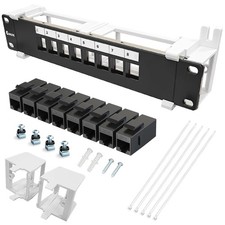 8 Port Patch Panel CAT6 Keystone Coupler Unshielded Wall Mount 10 Inch