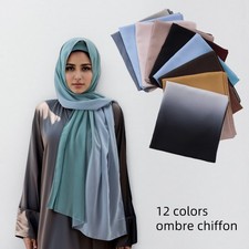 175 70Cm Long Scarf Muslim Women Ombre Chiffon Shawl Headwrap Scarves Stole