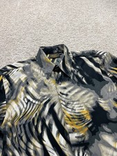 Monzini Collection Button Shirt Men's Large Black Abstract Long Sleeve Disco 70s