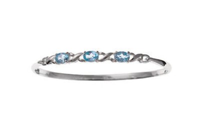 Real Blue Topaz Bangle Ladies Solid Sterling Silver Hallmarked