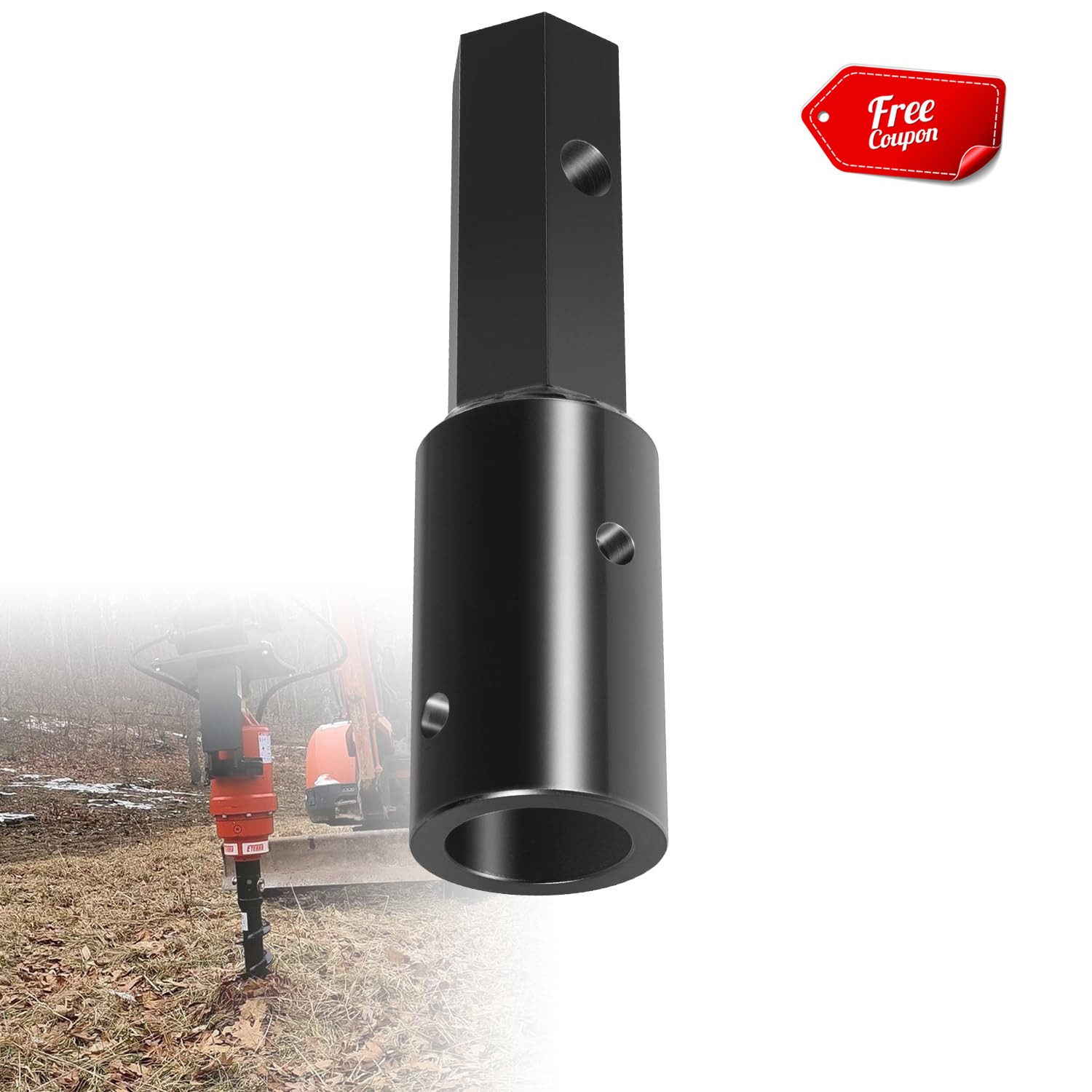 2" Female Round to 2" Male Hex Auger Adapter for Skid Steer Auger Replace 23-053
