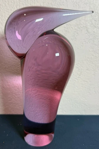 VTG ZBS Art Glass Abstract Art Bird Figurine Hand Blown Glass 7.5"