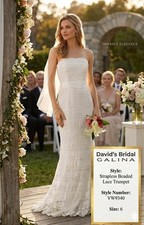 NWT Davids Bridal Galina VW9340 Ivory Strapless Beaded Lace Wedding Dress Gown 6