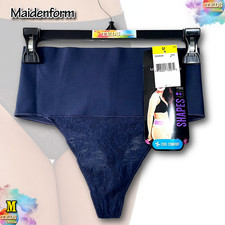 NWT Maidenform Women's M Tame Your Tummy Shaping Lace Thong DM0049 Navy