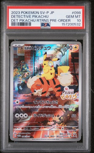 2023 POKEMON JAPANESE SV-P PRE-ORDER PROMO #098 DETECTIVE PIKACHU PSA 10