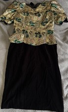 Vintage Scott McClintock Ladies Dress Size 12 Velvet Bows Tafetta USA 80s Party
