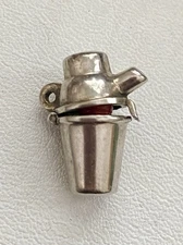 Vintage JMF Sterling Silver Mechanical Martini Shaker Charm Lid Opens To Devil