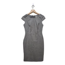Calvin Klein Gray Cap Sleeve Minimalist Mini Sheath Dress Sz 2