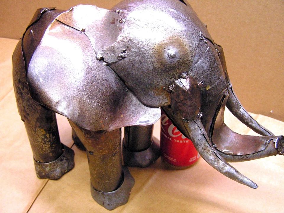 Arte en metal elefante, escultura de arte de hierro chatarra, jardín interior o exterior, #10 Foto 2 de 4