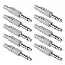 10Pcs/Set 1/4in 6.35mm Male Mono Plug Stereo Audio Cable Jack Connector Adapter