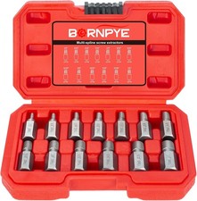 13 PCS Screw Extractor Set, Hex Head Multi-Spline Easy Out Bolt Extractor Kit St