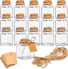 15 Pack Small Glass Bottles with Cork Stoppers - Mini Jars with Cork Lids, Twine