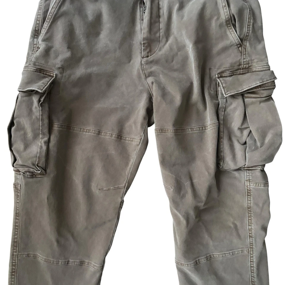 Calça cargo masculina de lona Abercrombie And Fitch tamanho 32x30 verde oliva cinza Y2K - Imagem 3 de 4