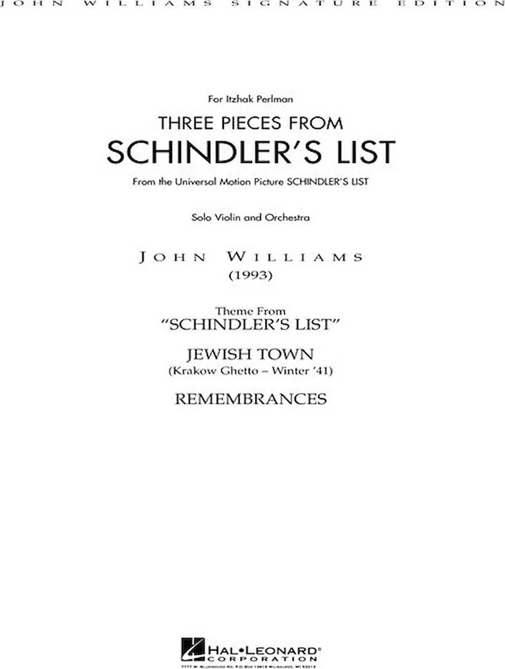 Three Pieces from Schindler's List - (Solo Violin and Orchestra) - Image 3 of 4