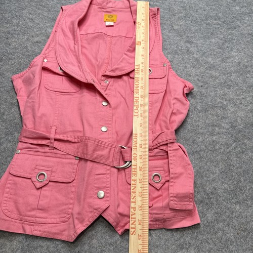 Ruby Rd. Denim Vest Womens Pink 12 Sleeveless Button Up Collar - Picture 6 of 7