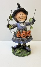 Vintage Halloween 8.5 Witch Pumpkins Resin Figurine Tabletop Decor