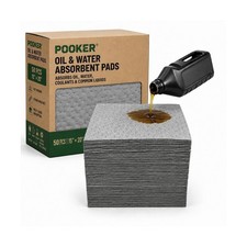 Oil Absorbent Pads 50 Pack, 15" x 20" Heavy Duty Oil Spill Absorbent Mats, Ab...