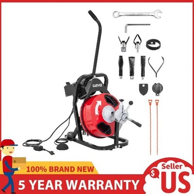 75FT x 1/2 Inch Drain Cleaner Machine Portable Auto Feed Drain Auger Sewer Snake