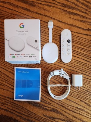 Google Chromecast with Google TV 4K UHD Media Streamer - Snow, Free Remote Cover
