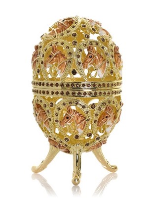 Keren Kopal Horse Egg  Trinket box Decorated with Austrian Crystals