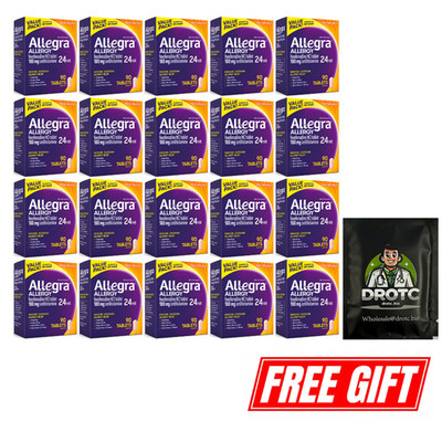 Allegra Allergy 24HR 90 Tablets 1pk 20pk + Free DR OTC Wipe - Exp 2027+