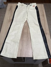 Harley-Davidson Women  s Size 32/4 White N Black Leather Pants Side Zips on Legs