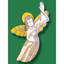 Vintage Large Wooden Wall Hanging Painted Angel Nativity Indoor Outdoor 45"h