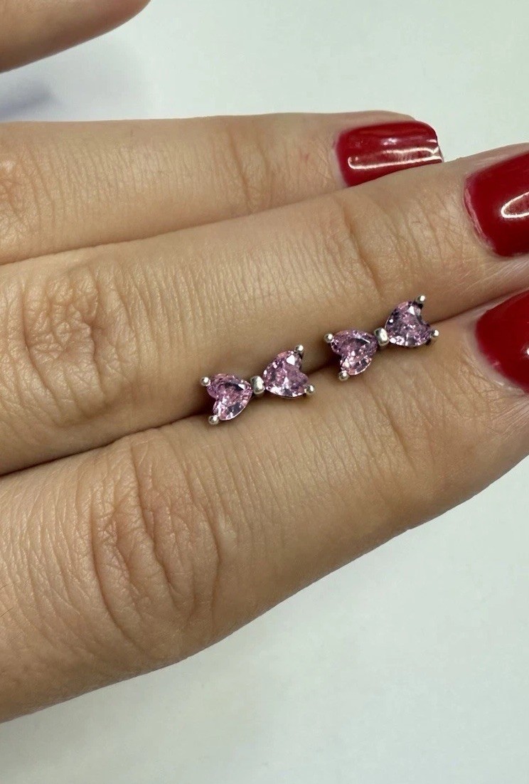 Pandora Sterling Silver Sparkling Bow Stud Earrings Elegant Gift