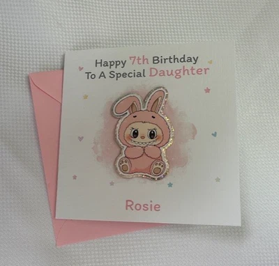 Personalised 3D Labubu Doll Birthday Card Daughter, Niece, 5th 6th 7th 8th 9th