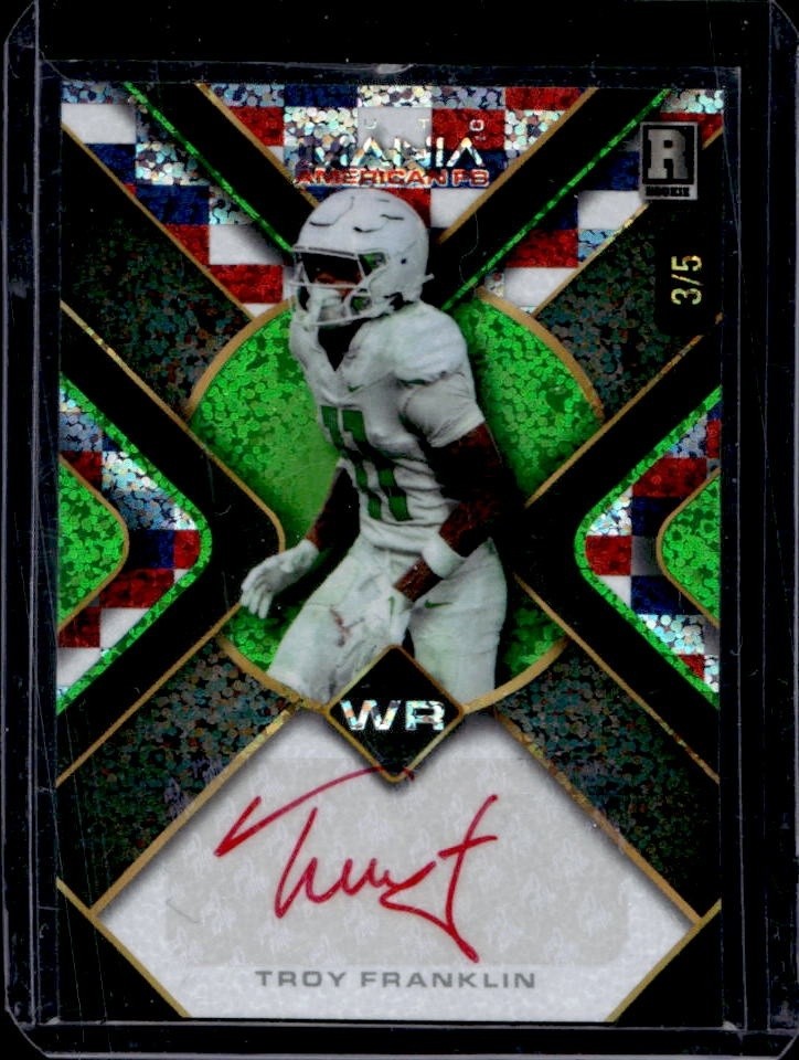 Troy Franklin Wild Card Auto Mania American Football Hobby Autographs #TF Triangle Sparkle Foil Americana