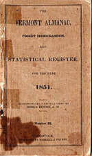 The Vermont Almanac Pcket Memorandum and Statistical Register, 1851, Fold Map