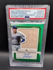 2023 TOPPS DEFINITIVE AUTO RELIC COLL GREEN FREDDIE FREEMAN /25 PSA Auto 10