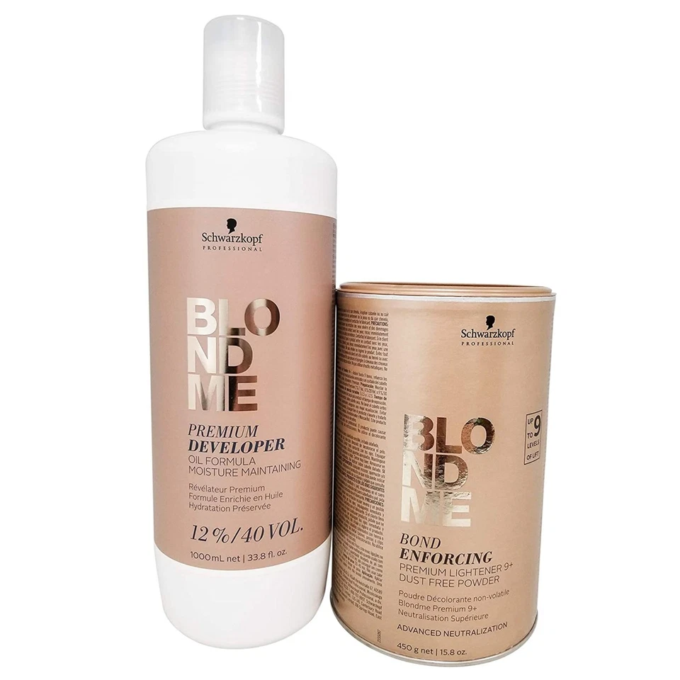 Schwarzkopf DUO Blond Me Premium Lift 9 blanqueador y 12 % desarrollador 33,8 oz SET Foto 3 de 3