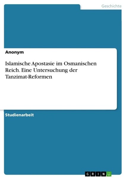 Anonymous | Islamische Apostasie Im Osmanischen Reich. Eine Untersuchung Der...-image