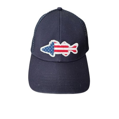 Simms Fishing Red White Blue USA Flag Trucker Mesh Snapback Hat Cap