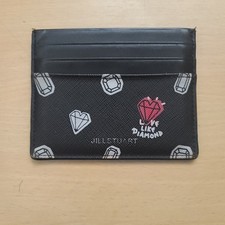 JILLSTUART Womens Leather Card Case Black Dia...