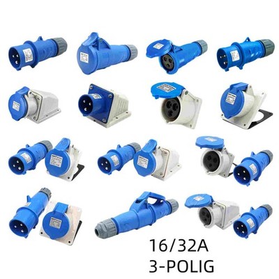 CEE Steckdose Kupplung 3-Polig Einbausteckdose Wandstecker Phasenwender 32A 16A