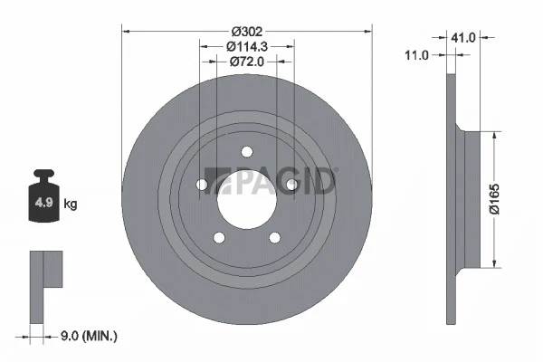 2x PAGID Disque De Frein Plein Ø302mm Pour Mazda 5 CR19 CW - Photo 1/1