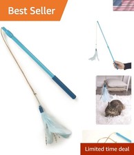 Frisky Flyer Feather Wand Cat Toy - Extendable to 24  for Interactive Fun