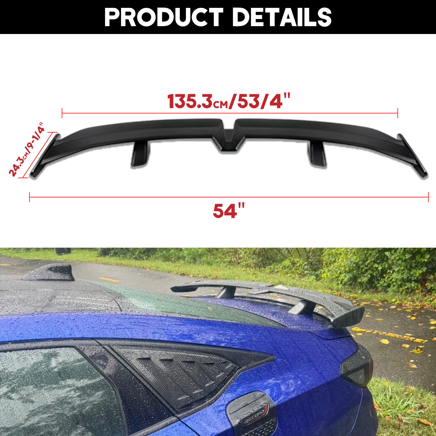 55" Rear Trunk Spoiler PRO Racing Rear Wing Gloss Black For Bentley Continental