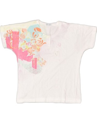 Sergio Tacchini Damen Bluse Top US 10 Large weiß Blumenmuster Baumwolle IP04